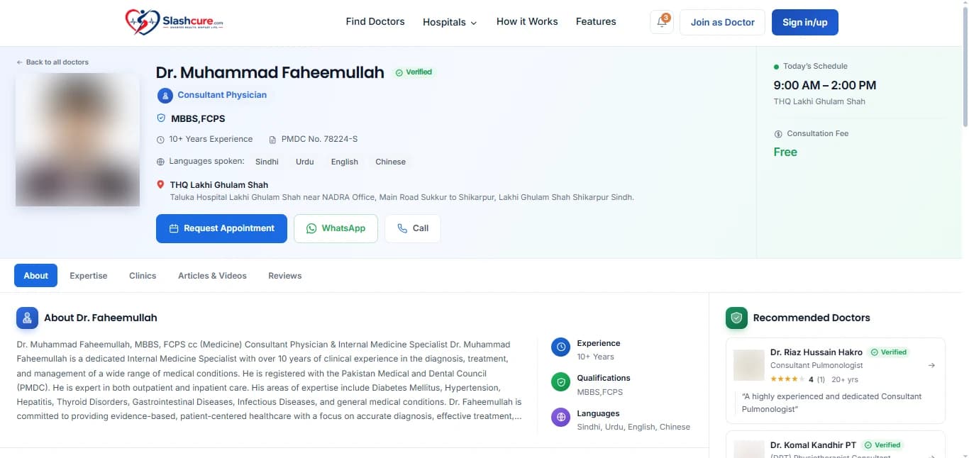 A verified doctor profile